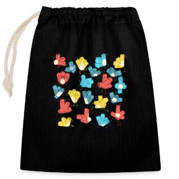Birds - Closable cotton gift bag (25x30cm) - black - Front