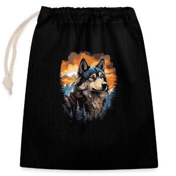 Alaskan Malamute Hund - Verschließbarer Geschenkbeutel aus Baumwolle (25x30cm) - Schwarz - Vorne