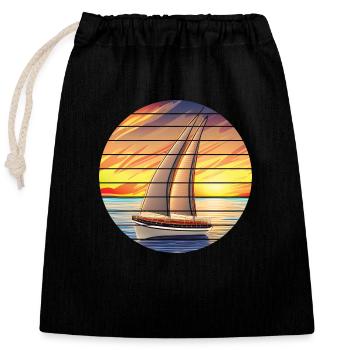 Voile, Voile, Voile, Voilier, Voilier - Sac cadeau en coton avec cordon (25 x 30 cm) - noir - Devant