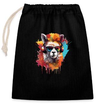 Funky Alpaca Graffiti Art - Closable cotton gift bag (25x30cm) - black - Front