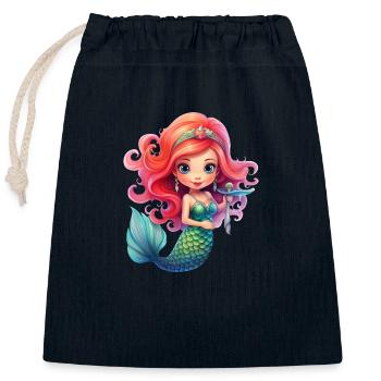Small, cute mermaid, cute motif children - Closable cotton gift bag (25x30cm) - navy - Front