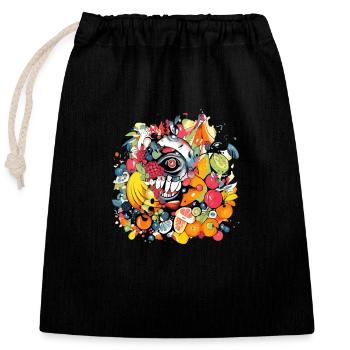 Monstro fruits n°2 - Closable cotton gift bag (25x30cm) - black - Front