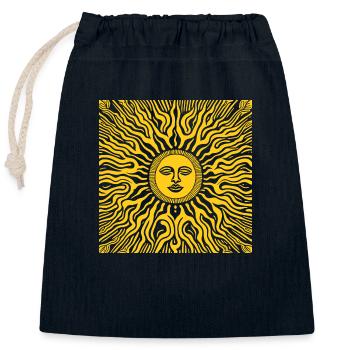 Decorative Sun Design - Closable cotton gift bag (25x30cm) - navy - Front