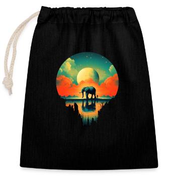 Elephant roaming - Closable cotton gift bag (25x30cm) - black - Front