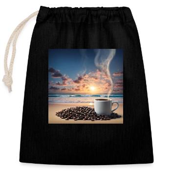 Tolle Tasse Kaffee, ungewöhnliches Design - Verschließbarer Geschenkbeutel aus Baumwolle (25x30cm) - Schwarz - Vorne