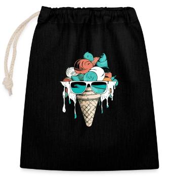 Erdbeer-Minz-Vanille-Eis - Verschließbarer Geschenkbeutel aus Baumwolle (25x30cm) - Schwarz - Vorne
