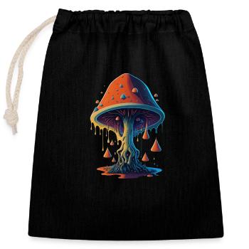 Mushroom - Closable cotton gift bag (25x30cm) - black - Front