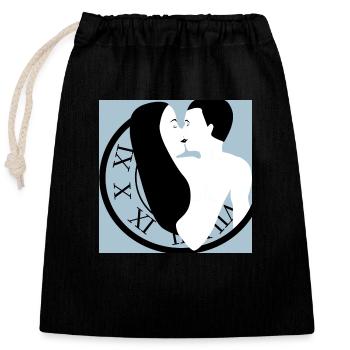 Love clock - Closable cotton gift bag (25x30cm) - black - Front
