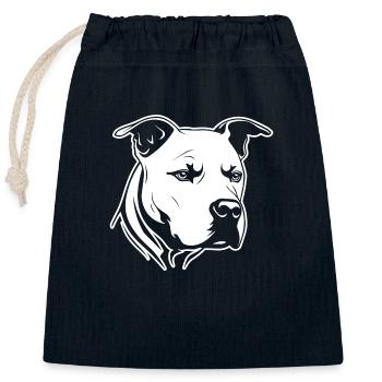 Pitbull - Sac cadeau en coton avec cordon (25 x 30 cm) - bleu marine - Devant