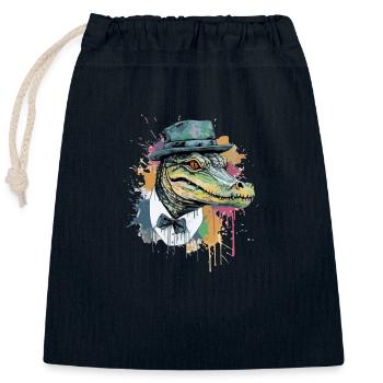 Kifo das Krokodil - Verschließbarer Geschenkbeutel aus Baumwolle (25x30cm) - Navy - Vorne