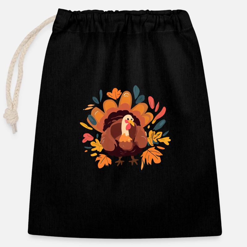 Turkey Autumn - Closable cotton gift bag (25x30cm) - black
