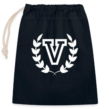 Lettre v sport - Sac cadeau en coton avec cordon (25 x 30 cm) - bleu marine - Devant