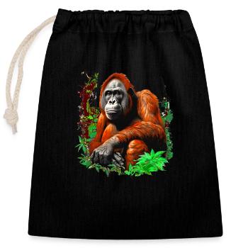 Les orangs-outans peuvent être heureux ou en colère - Sac cadeau en coton avec cordon (25 x 30 cm) - noir - Devant