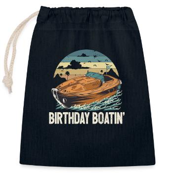 Pontoon Queen King Birthday Boatin Motorboat - Verschließbarer Geschenkbeutel aus Baumwolle (25x30cm) - Navy - Vorne