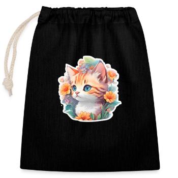 mignon bébé chat - Sac cadeau en coton avec cordon (25 x 30 cm) - noir - Devant