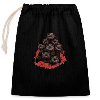Black cats - Closable cotton gift bag (25x30cm) - black - Front