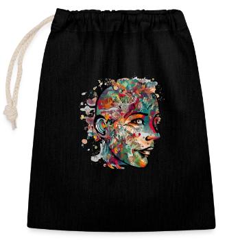 Le visage fleuri - Sac cadeau en coton avec cordon (25 x 30 cm) - noir - Devant