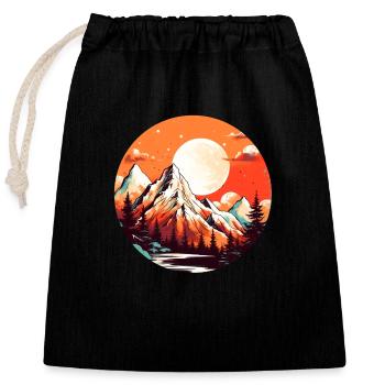 Montagnes au soleil - Sac cadeau en coton avec cordon (25 x 30 cm) - noir - Devant