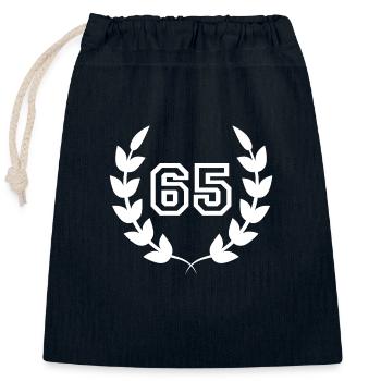 65th birthday-gift idea 65 years - Closable cotton gift bag (25x30cm) - navy - Front