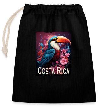 Costa Rica - Verschließbarer Geschenkbeutel aus Baumwolle (25x30cm) - Schwarz - Vorne