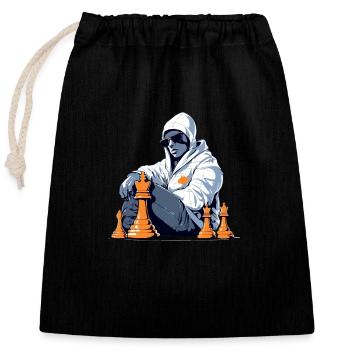 Max at chess clubs - Closable cotton gift bag (25x30cm) - black - Front
