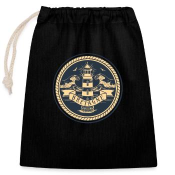 Bretagne France Lighthouse - Closable cotton gift bag (25x30cm) - black - Front
