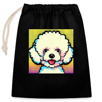 Bichon Frisé Pop Art - Sac cadeau en coton avec cordon (25 x 30 cm) - noir - Devant