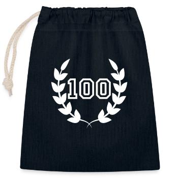 100th anniversary-gift idea 100 years - Closable cotton gift bag (25x30cm) - navy - Front