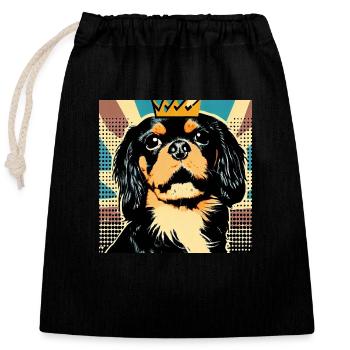 König Charles Spaniel - Verschließbarer Geschenkbeutel aus Baumwolle (25x30cm) - Schwarz - Vorne