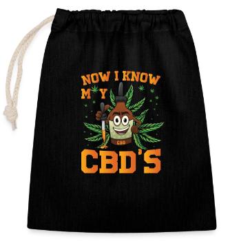 Now I Know - Closable cotton gift bag (25x30cm) - black - Front