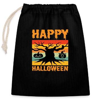 Joyeux halloween - Sac cadeau en coton avec cordon (25 x 30 cm) - noir - Devant