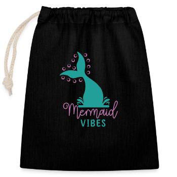Ambiance de sirène, fête d’été sur la plage des sirènes - Sac cadeau en coton avec cordon (25 x 30 cm) - noir - Devant