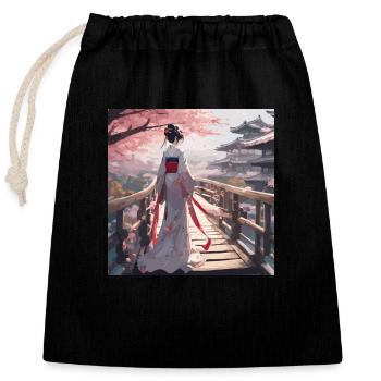 Geisha - Closable cotton gift bag (25x30cm) - black - Front