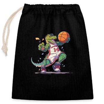 Basketball Dinosaurier T-Rex Spieler Sport Cartoon - Verschließbarer Geschenkbeutel aus Baumwolle (25x30cm) - Schwarz - Vorne