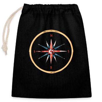 Nordic Viking Compass - Closable cotton gift bag (25x30cm) - black - Front