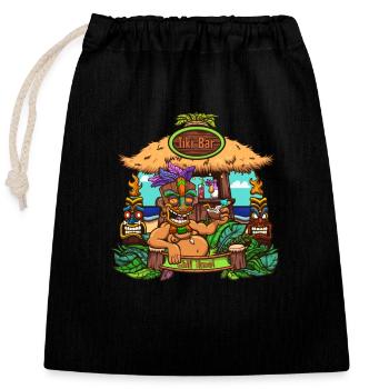 Tiki Bar - Sac cadeau en coton avec cordon (25 x 30 cm) - noir - Devant