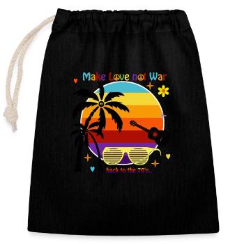 Back to the 70s - Closable cotton gift bag (25x30cm) - black - Front