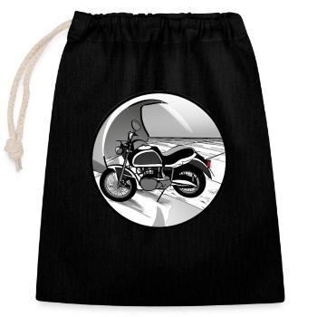 Motocyclette - Sac cadeau en coton avec cordon (25 x 30 cm) - noir - Devant