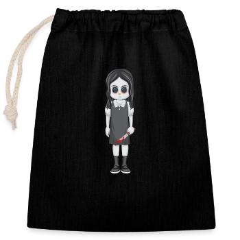 fille horreur 4 - Sac cadeau en coton avec cordon (25 x 30 cm) - noir - Devant