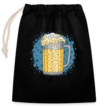 Mug - Sac cadeau en coton avec cordon (25 x 30 cm) - noir - Devant