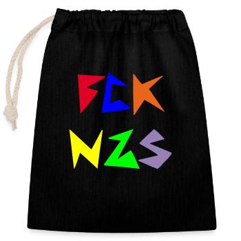 FCK NZS - Closable cotton gift bag (25x30cm) - black - Front