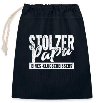 Stolzer Papa eines Klugscheißers - Verschließbarer Geschenkbeutel aus Baumwolle (25x30cm) - Navy - Vorne