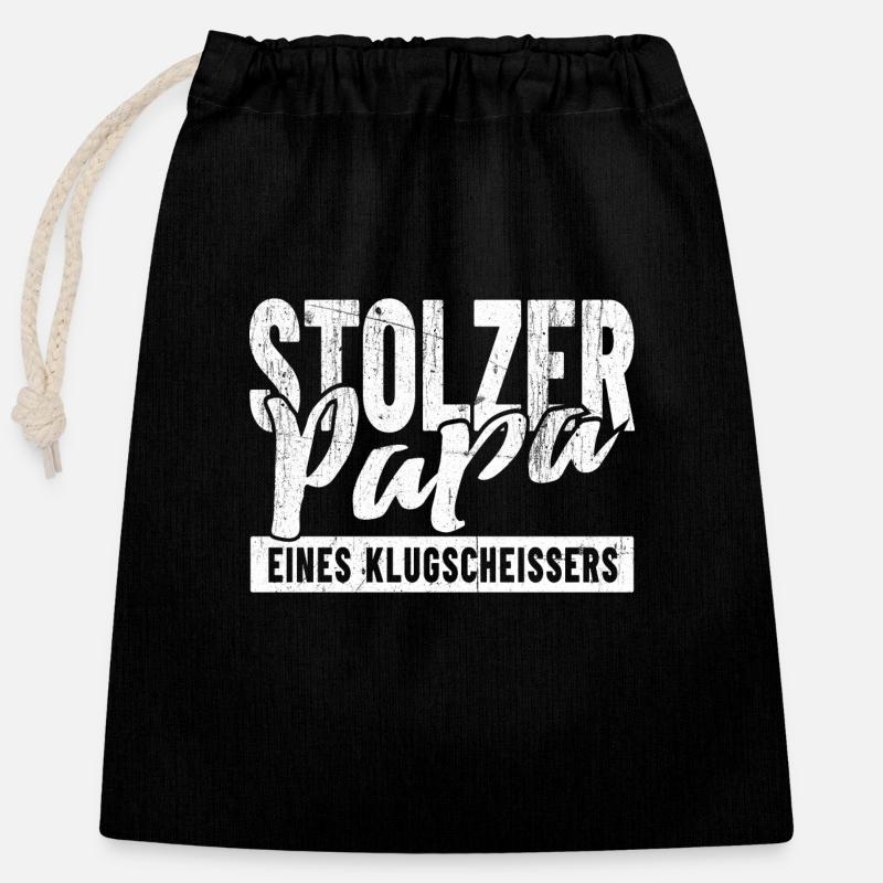 Stolzer Papa eines Klugscheißers - Verschließbarer Geschenkbeutel aus Baumwolle (25x30cm) - Schwarz