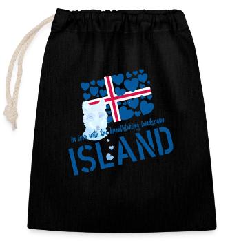 Islande Renard arctique Islande - Sac cadeau en coton avec cordon (25 x 30 cm) - noir - Devant