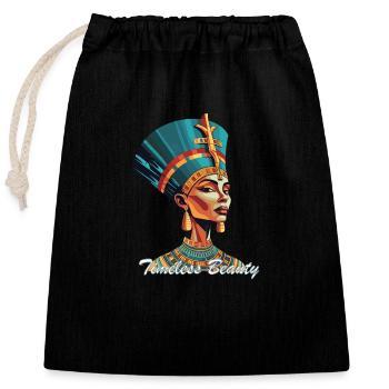 Queen Nefertiti, timeless beauty - Closable cotton gift bag (25x30cm) - black - Front