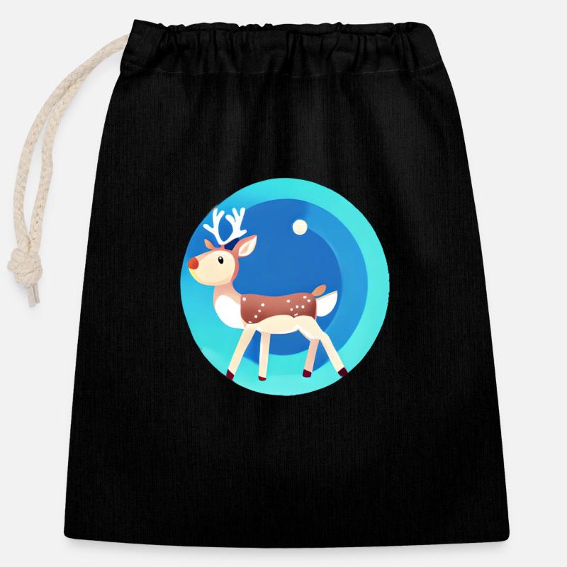 Reindeer Christmas Christmas Gift Moose Deer - Closable cotton gift bag (25x30cm) - black