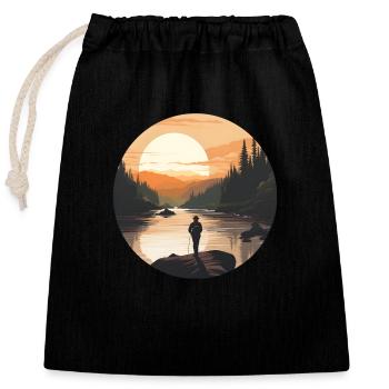 Un coucher de soleil au Canada - Sac cadeau en coton avec cordon (25 x 30 cm) - noir - Devant