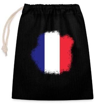 Frankreich Flagge Used Look Französische Fahne - Verschließbarer Geschenkbeutel aus Baumwolle (25x30cm) - Schwarz - Vorne