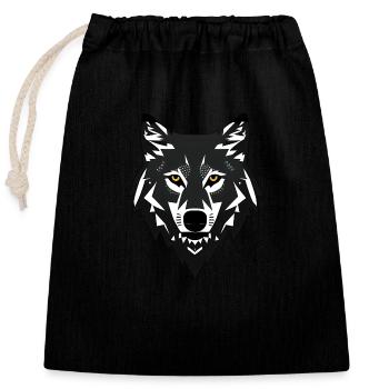 Wolf - Verschließbarer Geschenkbeutel aus Baumwolle (25x30cm) - Schwarz - Vorne