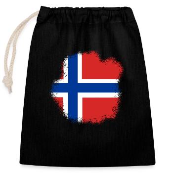 Norwegen Flagge Skandinavien Norwegische Fahne - Verschließbarer Geschenkbeutel aus Baumwolle (25x30cm) - Schwarz - Vorne
